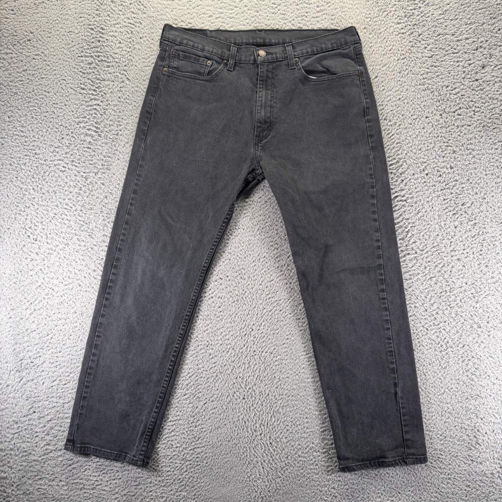 Levi's 505 Jeans Mens 36x30 Black Cotton Denim Straight Travel Workwear Stretch